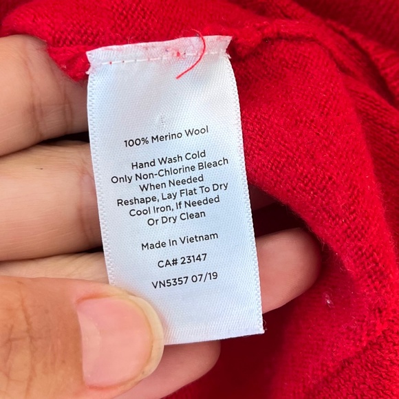 Talbots Sz M Red Pure Merino Wool Cowl Neck‎ Sweater Pullover Stretch - Picture 7 of 9